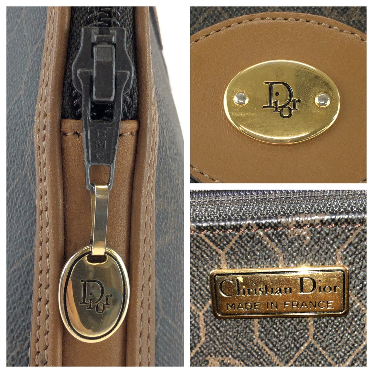 26172
Christian Dior クリスチャンディオール ヴィンテージ ハニカム柄 ブラウン ゴールド金具 PVC ハンドバッグ ABP35