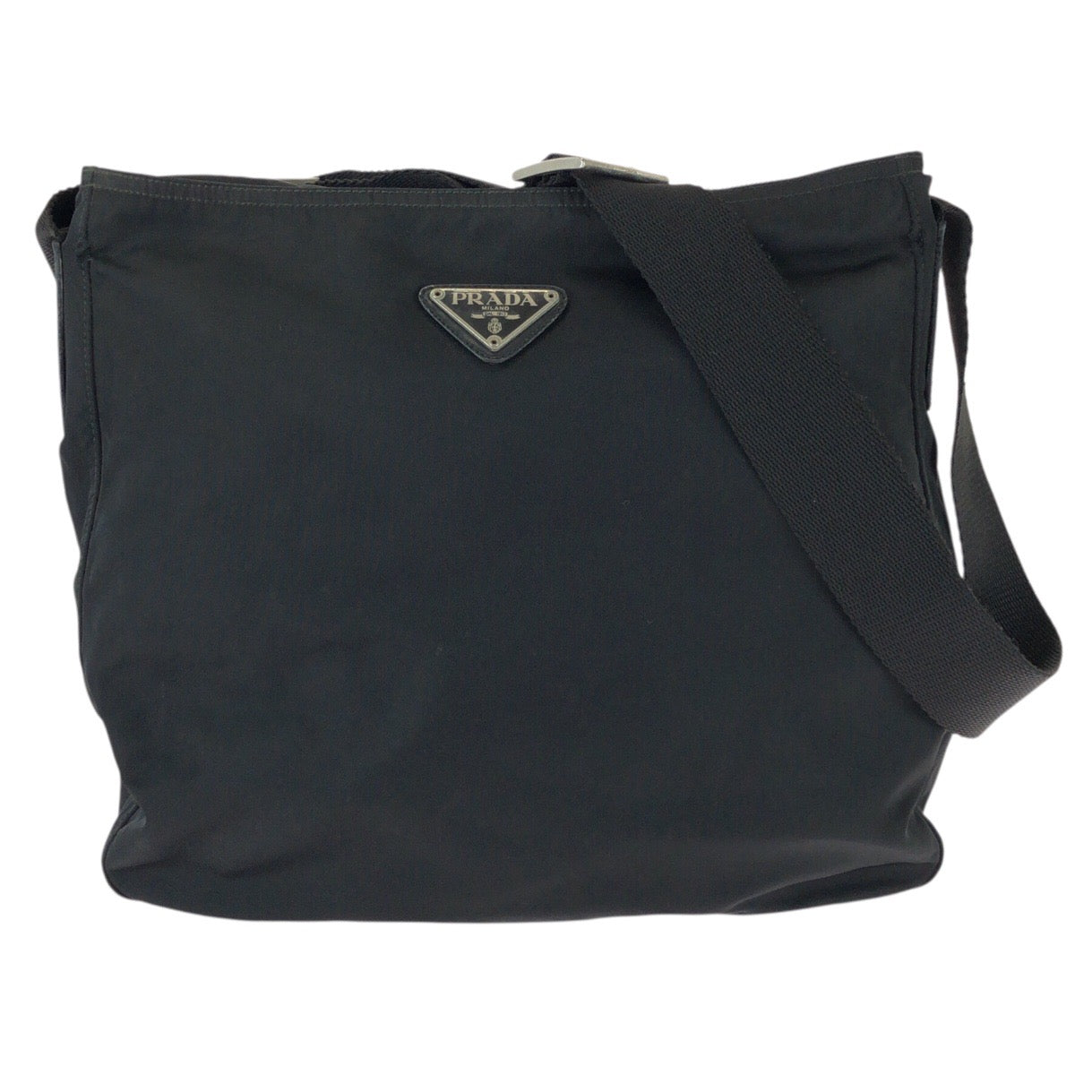 26173
PRADA プラダ テスート 三角ロゴプレート ブラック 黒 シルバー金具 ナイロン / レザー ショルダーバッグ レディース ABP35