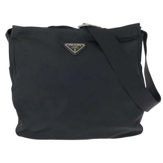 26173
PRADA プラダ テスート 三角ロゴプレート ブラック 黒 シルバー金具 ナイロン / レザー ショルダーバッグ レディース ABP35