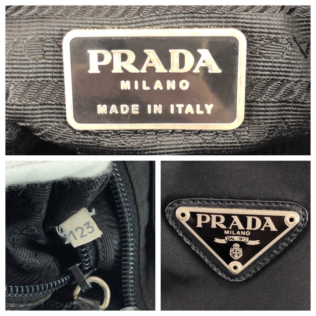 26173
PRADA プラダ テスート 三角ロゴプレート ブラック 黒 シルバー金具 ナイロン / レザー ショルダーバッグ レディース ABP35