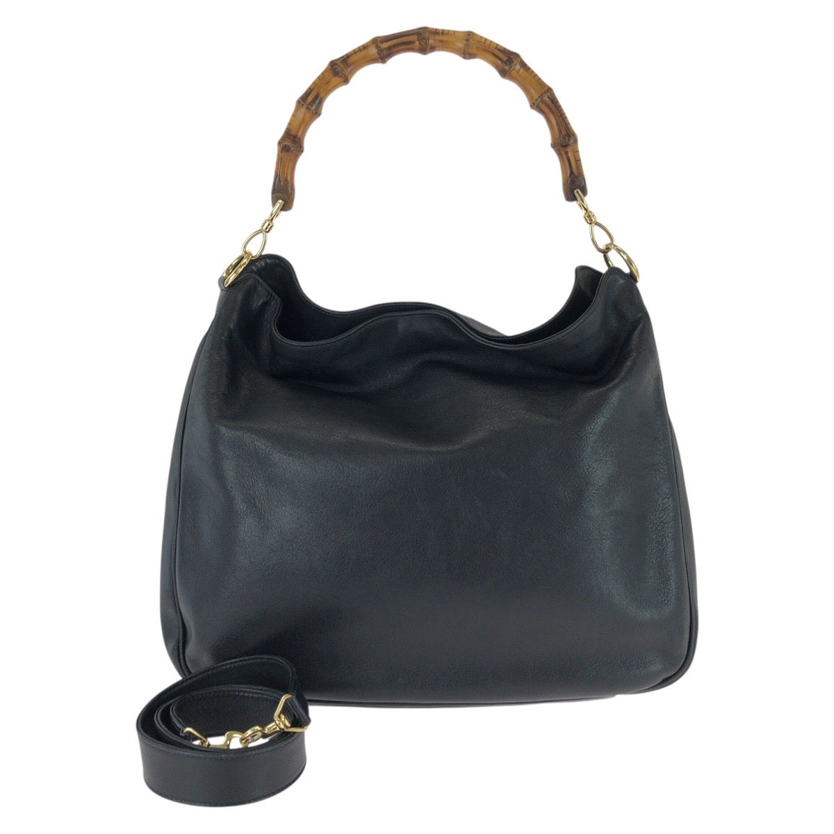 26174
GUCCI グッチ バンブー ホーボー 2way ブラック 黒 ゴールド金具 レザー 001 1577 ハンドバッグ ショルダーバッグ レディース ABP37