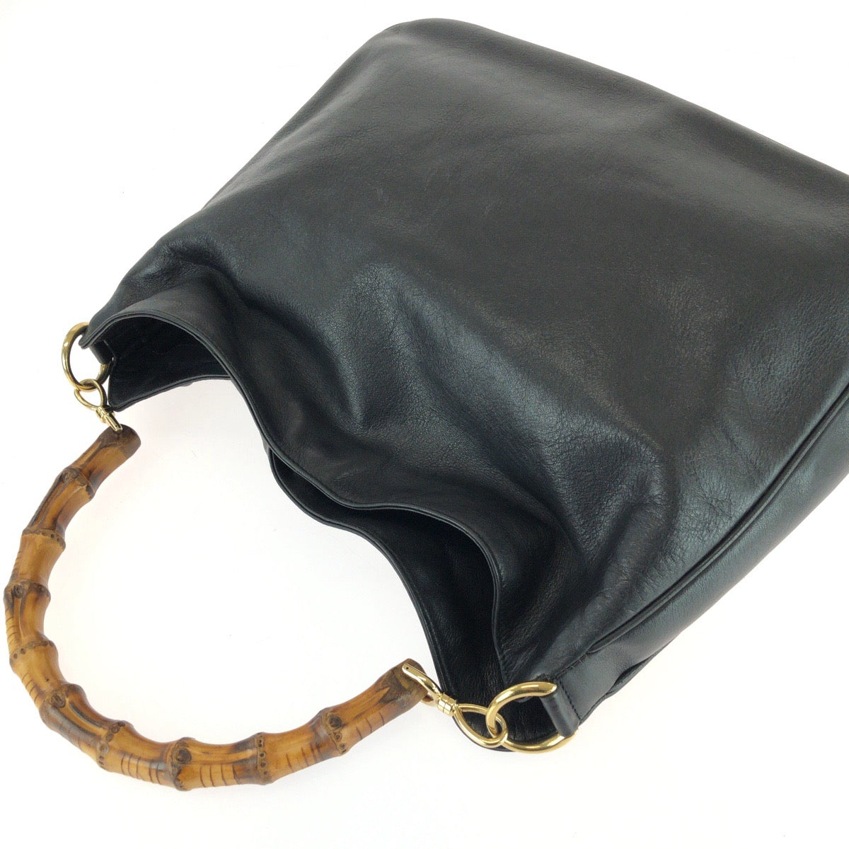 26174
GUCCI グッチ バンブー ホーボー 2way ブラック 黒 ゴールド金具 レザー 001 1577 ハンドバッグ ショルダーバッグ レディース ABP37