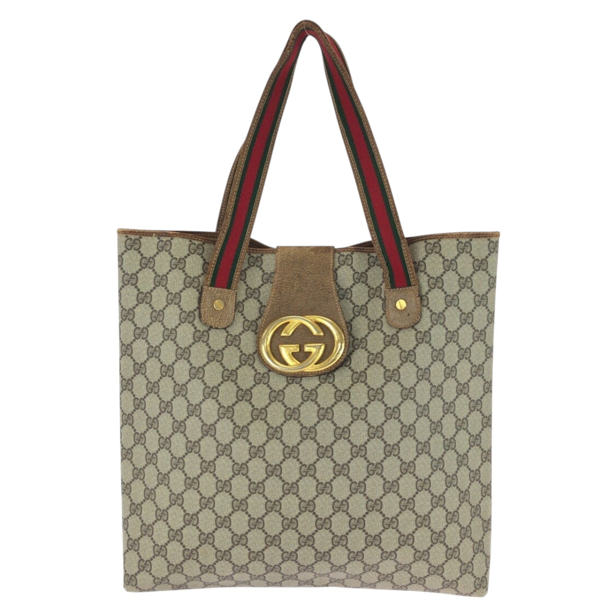 26175
GUCCI グッチ ヴィンテージ オールドグッチ シェリーライン インターロッキングG ベージュ ゴールド金具 GGスプリームキャンバス トートバッグ レディース AB28