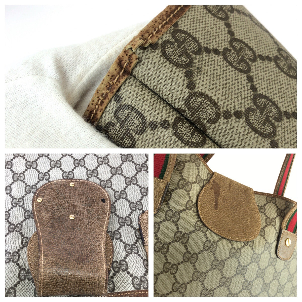 26175
GUCCI グッチ ヴィンテージ オールドグッチ シェリーライン インターロッキングG ベージュ ゴールド金具 GGスプリームキャンバス トートバッグ レディース AB28
