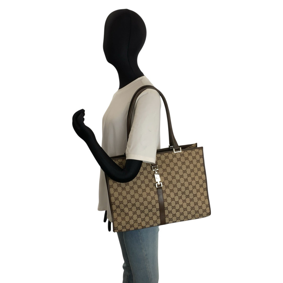 26176
GUCCI グッチ ジャッキー ブラウン ベージュ シルバー金具 GGキャンバス / レザー 002 1074 トートバッグ ショルダーバッグ レディース AB30