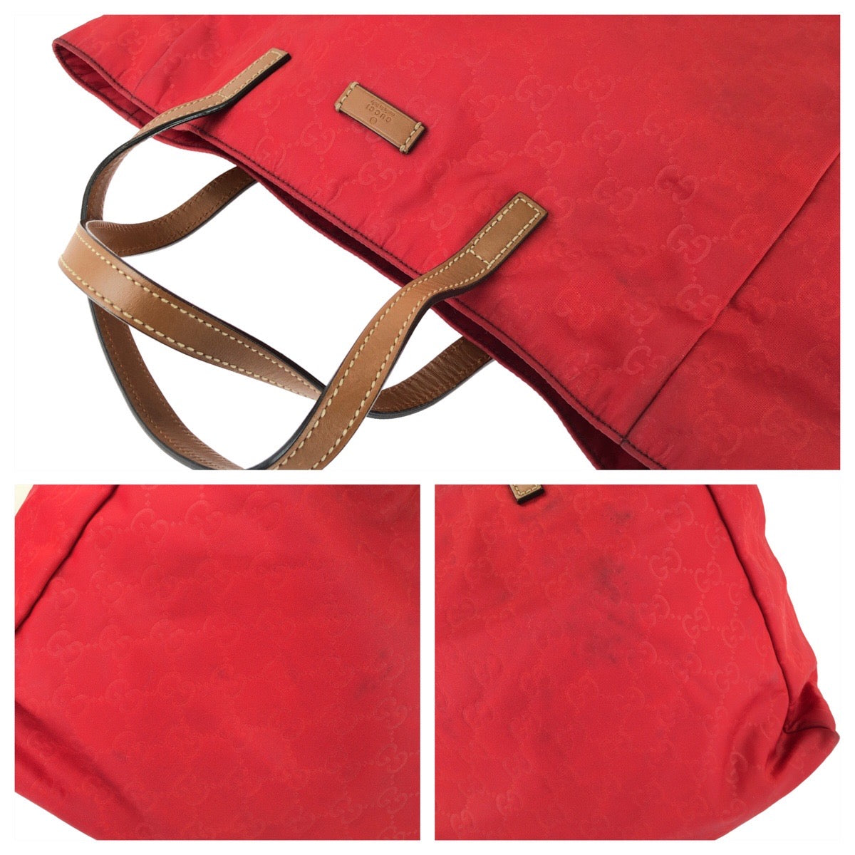 26177
GUCCI グッチ GGナイロン レッド ブラウン ゴールド金具 ナイロン / レザー 282439 トートバッグ ハンドバッグ レディース ABP37