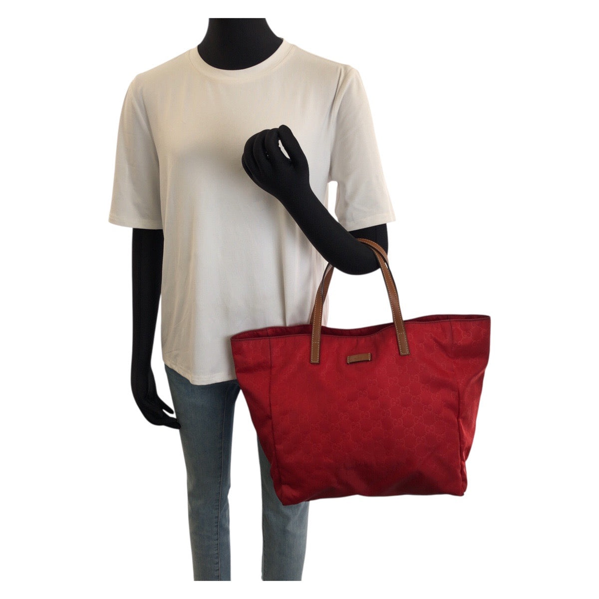 26177
GUCCI グッチ GGナイロン レッド ブラウン ゴールド金具 ナイロン / レザー 282439 トートバッグ ハンドバッグ レディース ABP37