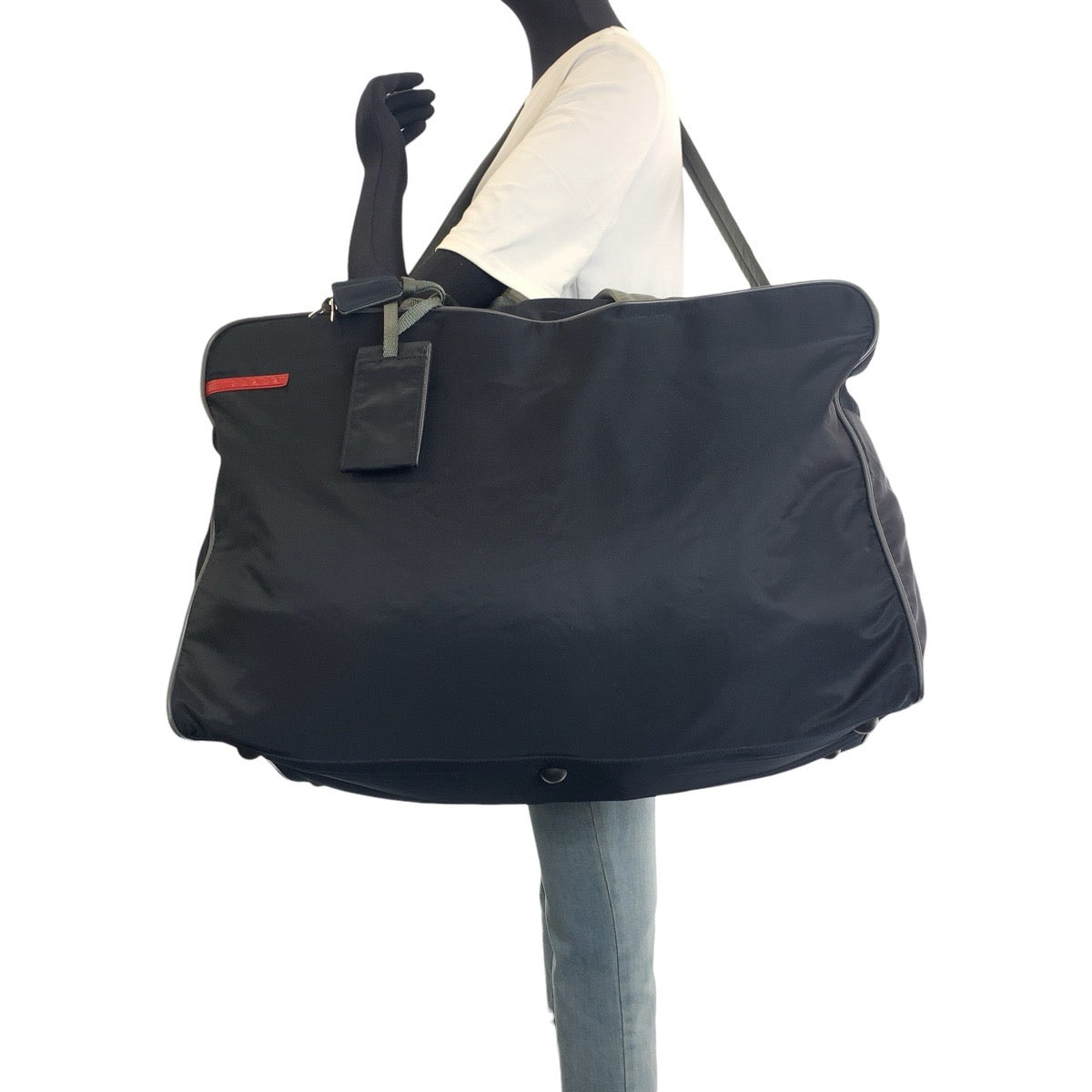 26178
PRADA SPORTS プラダスポーツ ブラック 黒 シルバー金具 ナイロン ボストンバッグ ショルダーバッグ メンズ ABP49