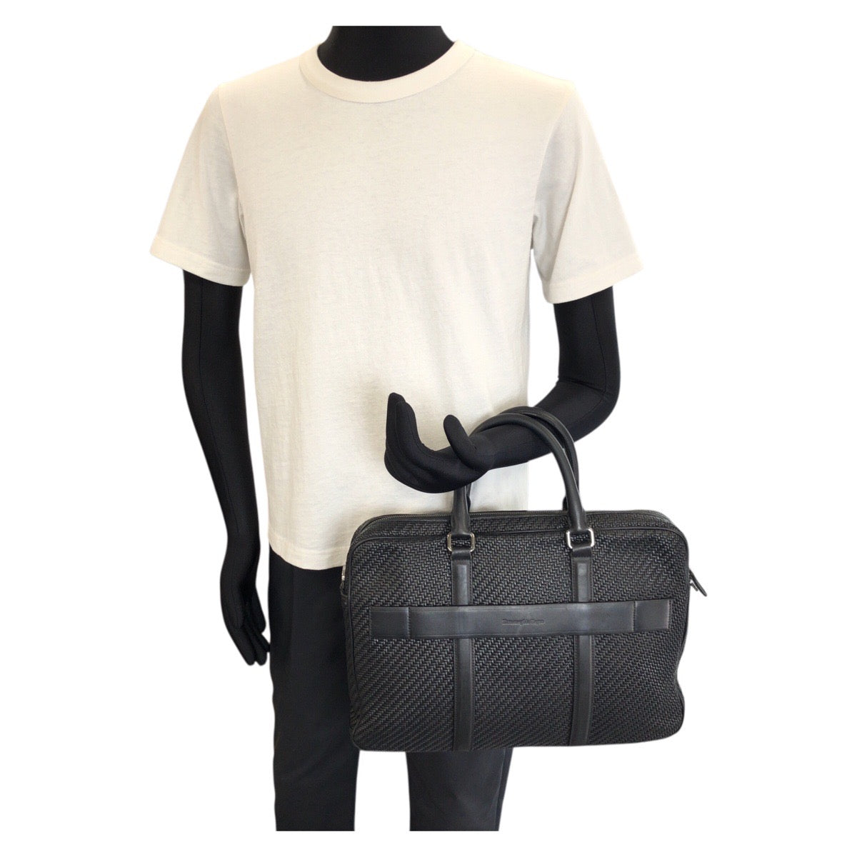 26181
Ermenegildo Zegna エルメネジルド ゼニア ペッレテスータ ブラック 黒 ガンメタ金具 レザー ビジネスバッグ ブリーフケース メンズ AB14