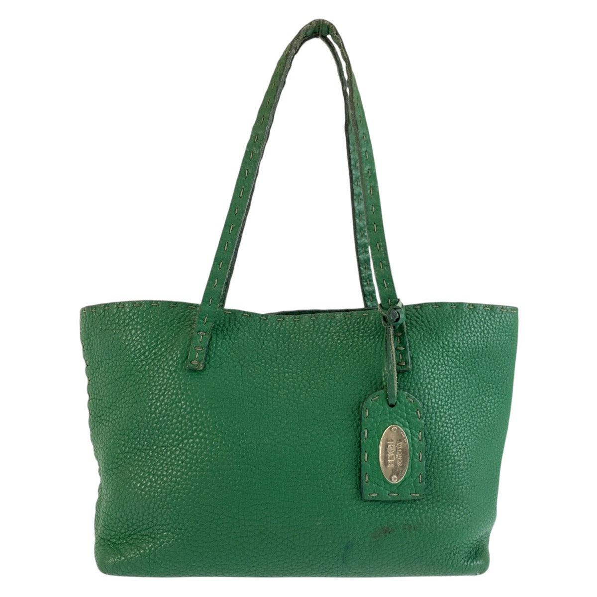 26183
FENDI フェンディ セレリア グリーン シルバー金具 レザー 8BH099 トートバッグ ハンドバッグ レディース AB23