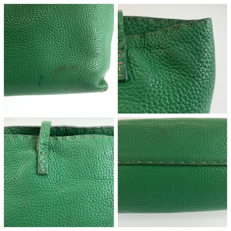 26183
FENDI フェンディ セレリア グリーン シルバー金具 レザー 8BH099 トートバッグ ハンドバッグ レディース AB23