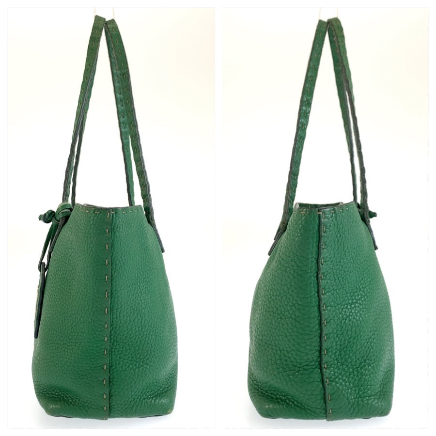 26183
FENDI フェンディ セレリア グリーン シルバー金具 レザー 8BH099 トートバッグ ハンドバッグ レディース AB23