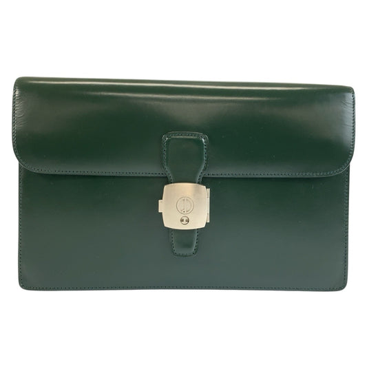 26185
Dunhill ダンヒル グリーン シルバー金具 レザー クラッチバッグ セカンドバッグ メンズ A28