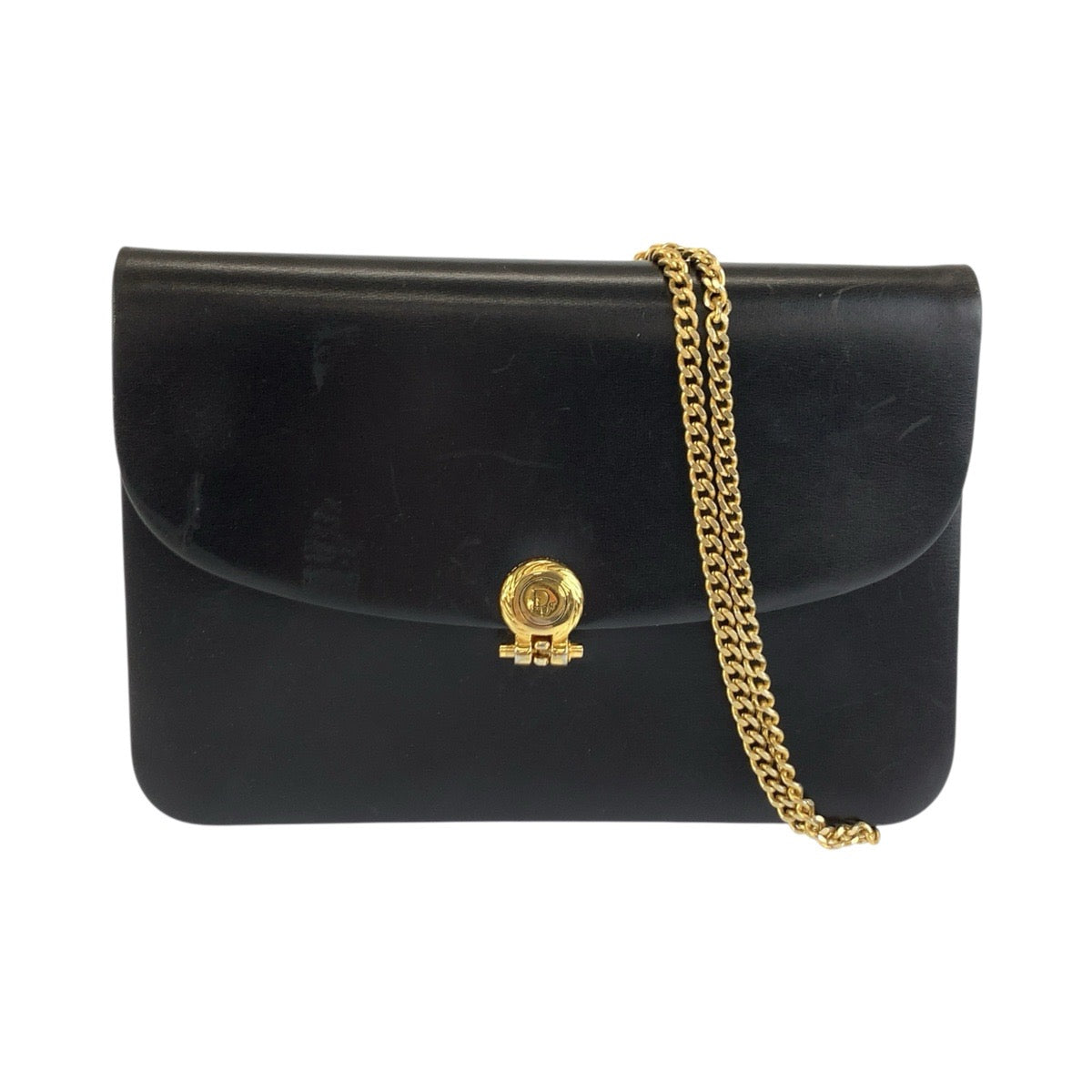 26186
Christian Dior クリスチャンディオール ヴィンテージ ブラック 黒 ゴールド金具 レザー チェーンショルダーバッグ ハンドバッグ レディース ABP35