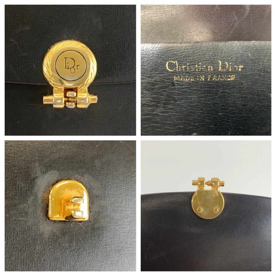 26186
Christian Dior クリスチャンディオール ヴィンテージ ブラック 黒 ゴールド金具 レザー チェーンショルダーバッグ ハンドバッグ レディース ABP35