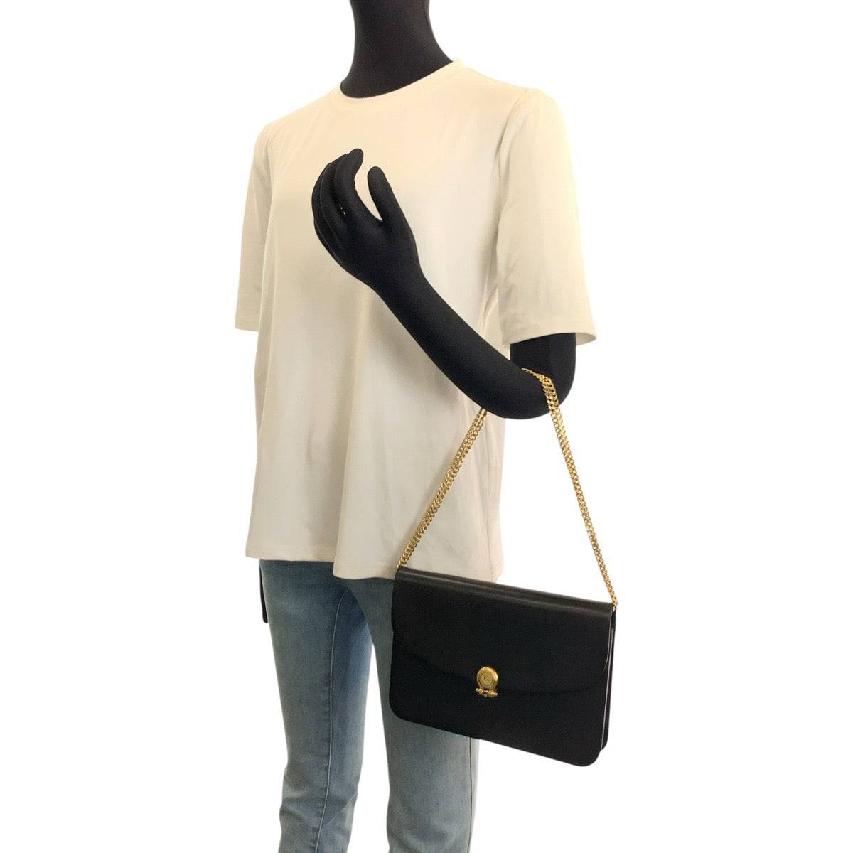 26186
Christian Dior クリスチャンディオール ヴィンテージ ブラック 黒 ゴールド金具 レザー チェーンショルダーバッグ ハンドバッグ レディース ABP35