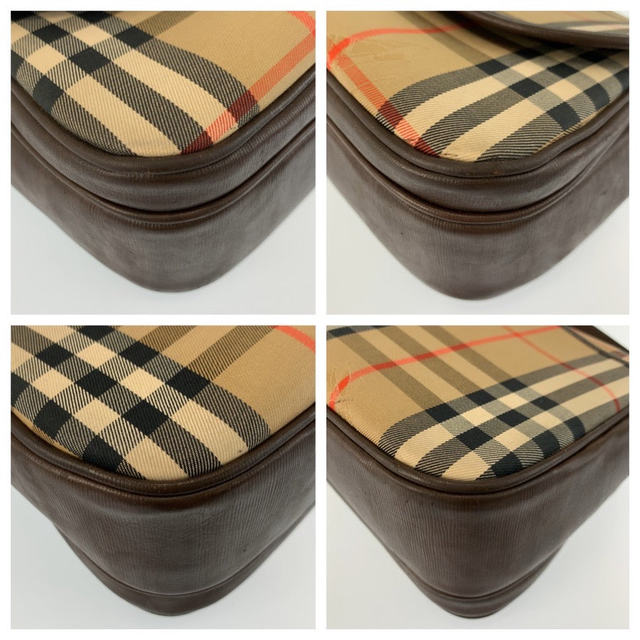 26187
Burberrys バーバリーズ ヴィンテージ シャドーホース チェック柄 ベージュ ブラウン ゴールド金具 キャンバス / レザー ショルダーバッグ ポシェット レディース AB23