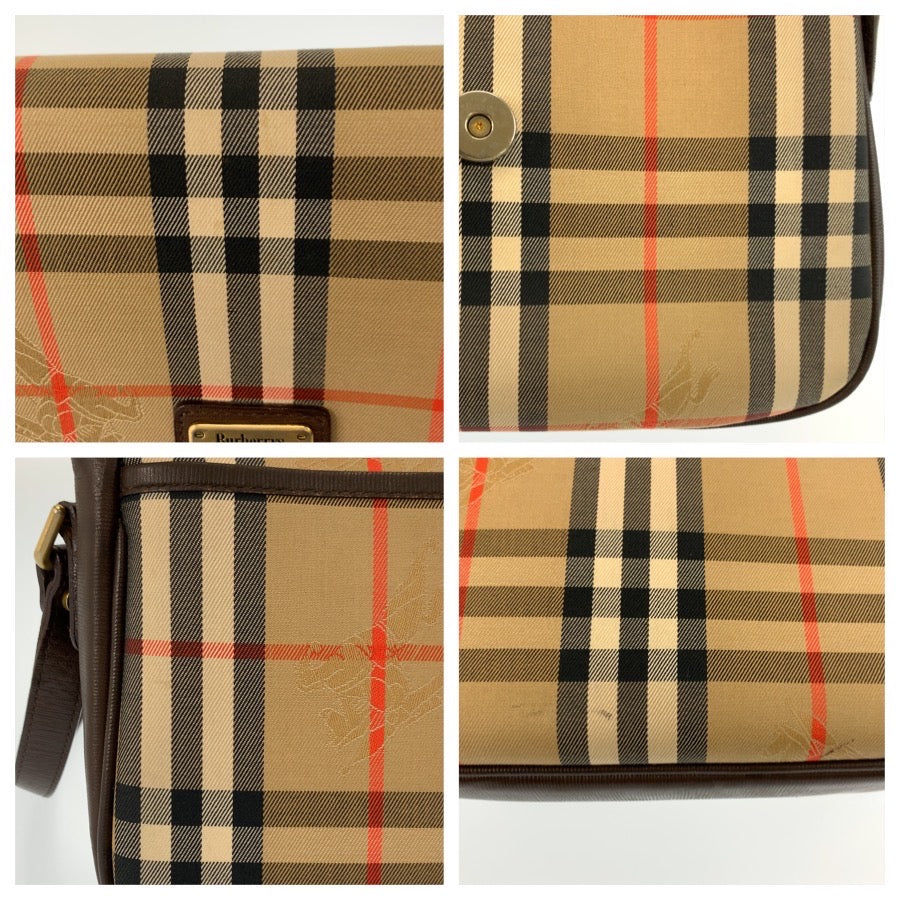 26187
Burberrys バーバリーズ ヴィンテージ シャドーホース チェック柄 ベージュ ブラウン ゴールド金具 キャンバス / レザー ショルダーバッグ ポシェット レディース AB23