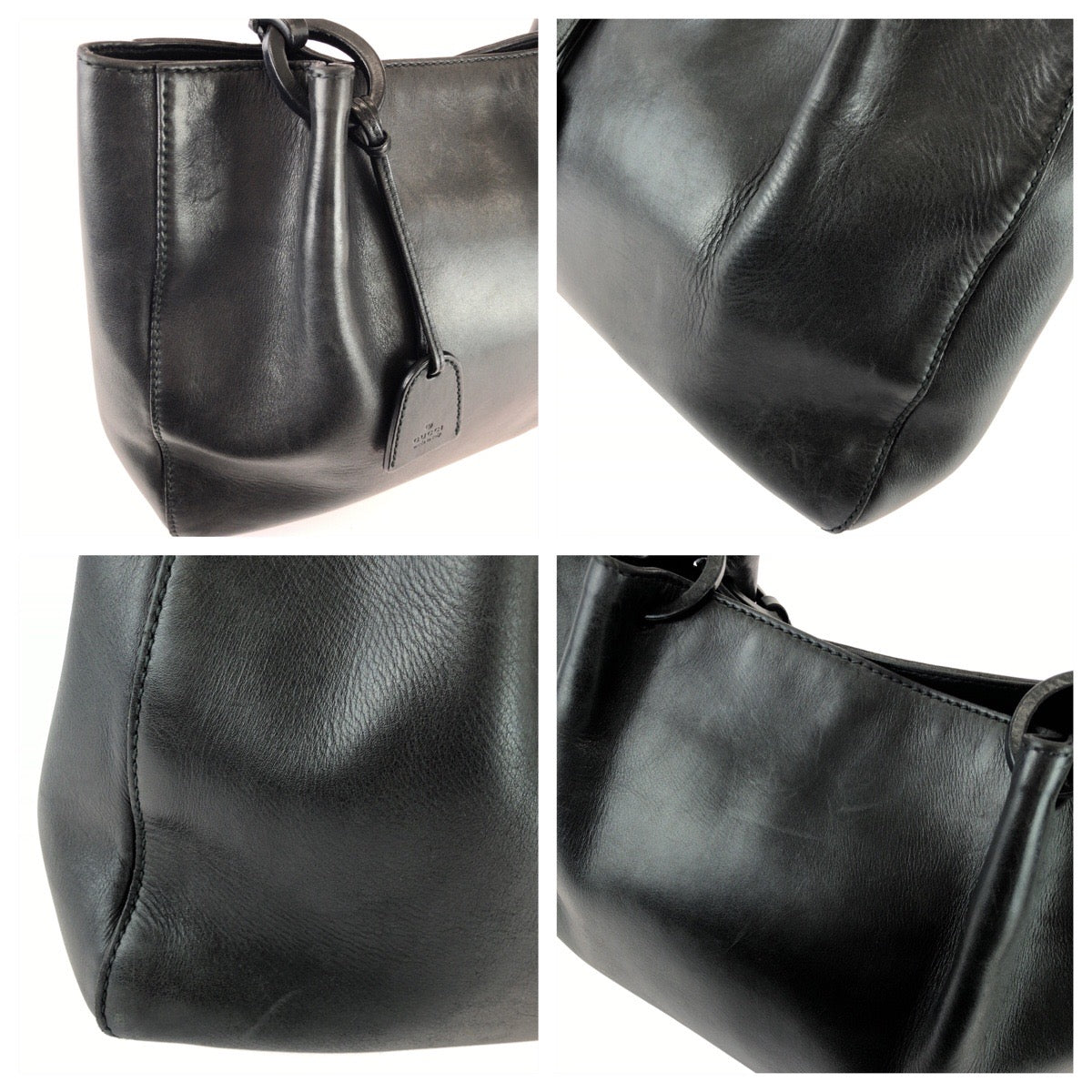 26191
GUCCI グッチ ブラック 黒 シルバー金具 レザー 101919 トートバッグ ハンドバッグ レディース AB28