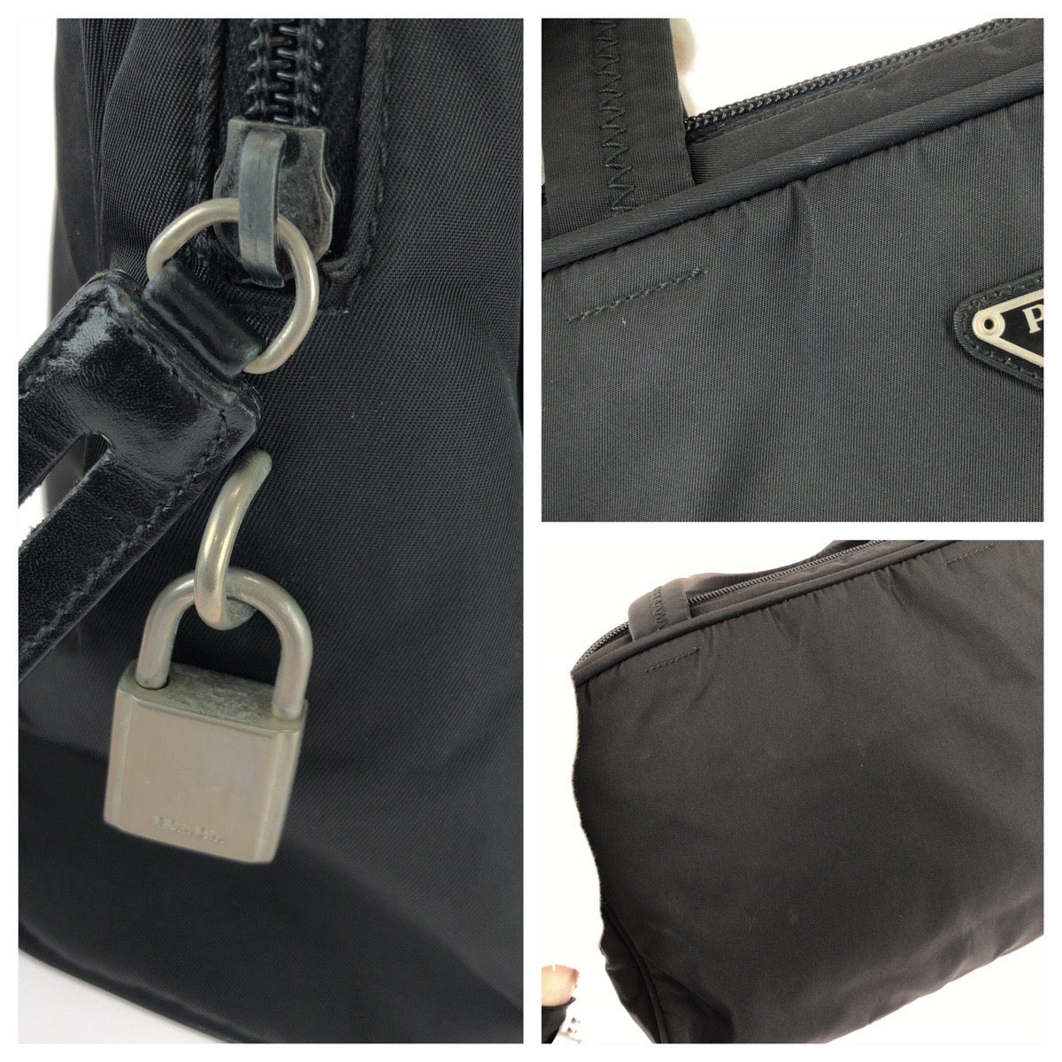 26194
PRADA プラダ テスート 三角ロゴプレート ブラック 黒 シルバー金具 ナイロン ハンドバッグ レディース ABP30