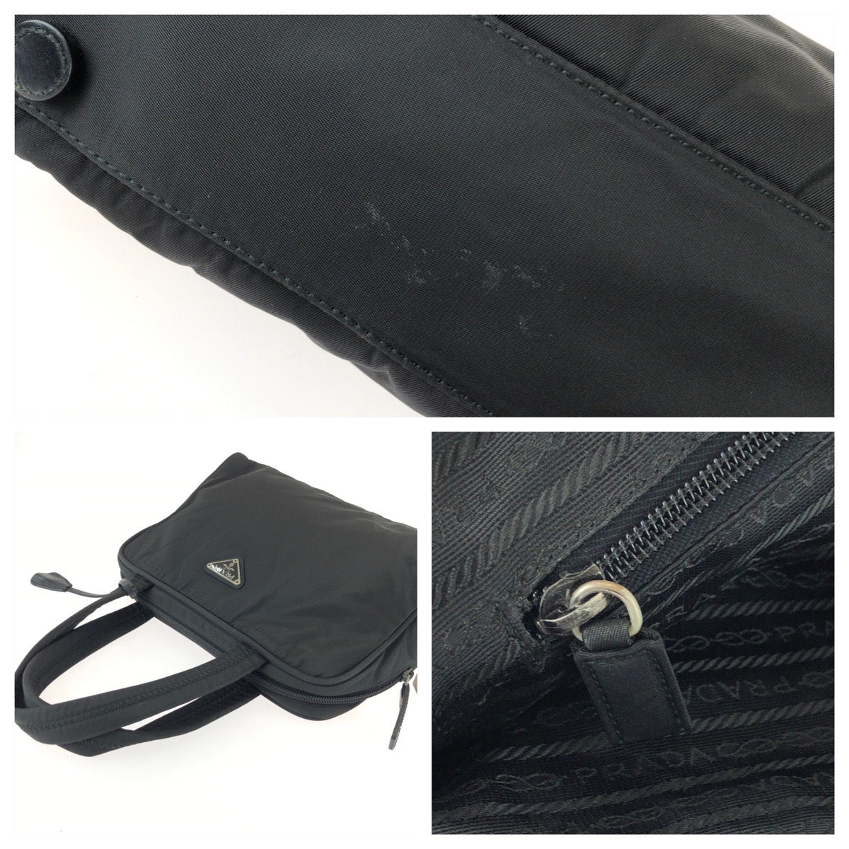 26194
PRADA プラダ テスート 三角ロゴプレート ブラック 黒 シルバー金具 ナイロン ハンドバッグ レディース ABP30