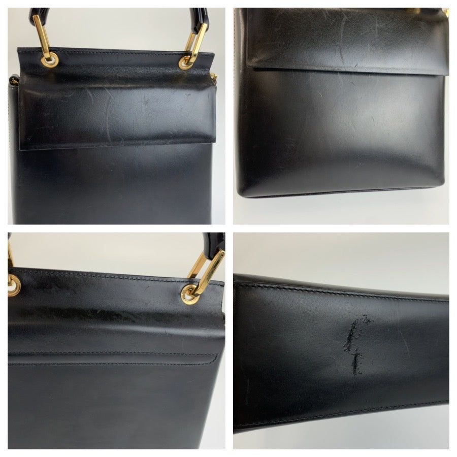 26195
GUCCI グッチ ヴィンテージ バンブー ブラック 黒 ゴールド金具 レザー 001 1388 ハンドバッグ ショルダーバッグ 2way レディース ABP37