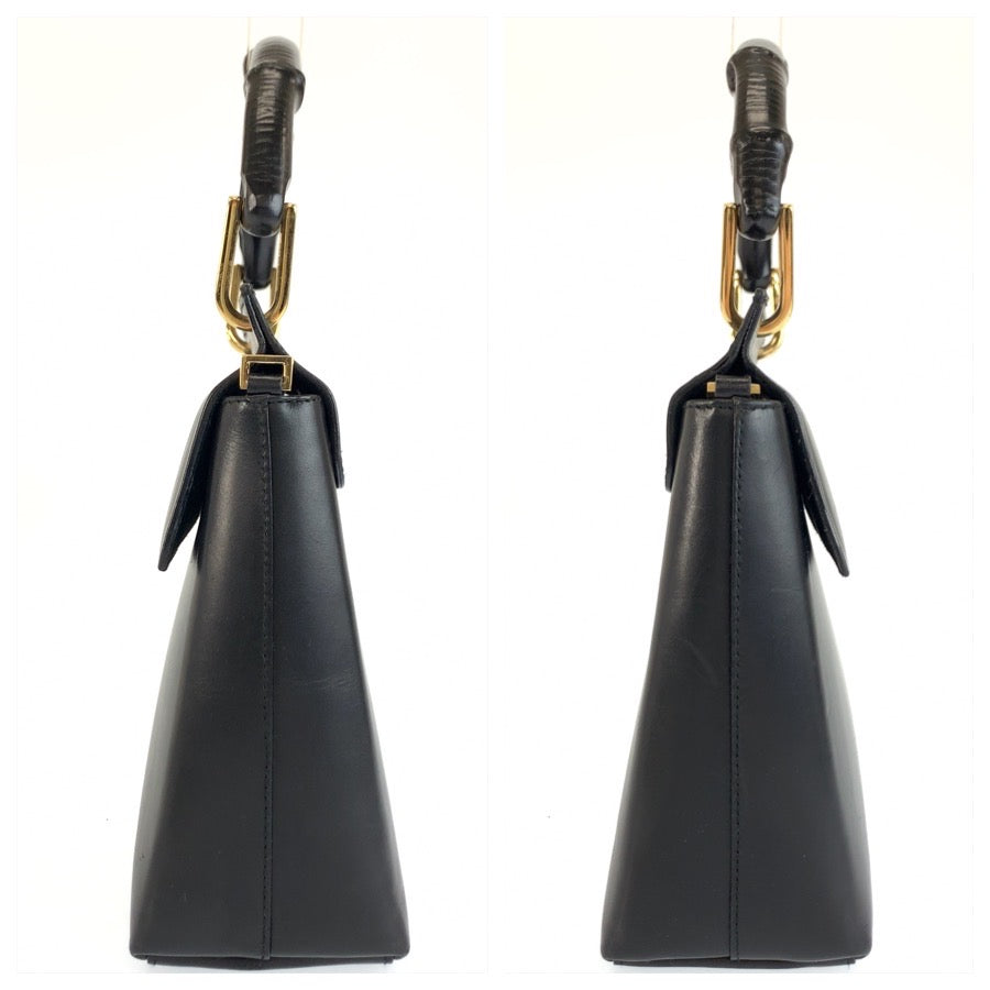 26195
GUCCI グッチ ヴィンテージ バンブー ブラック 黒 ゴールド金具 レザー 001 1388 ハンドバッグ ショルダーバッグ 2way レディース ABP37