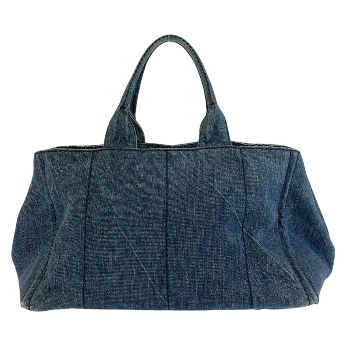 26197
PRADA プラダ カナパトート 三角ロゴプレート ブルー ゴールド金具 デニム トートバッグ ハンドバッグ レディース ABP44