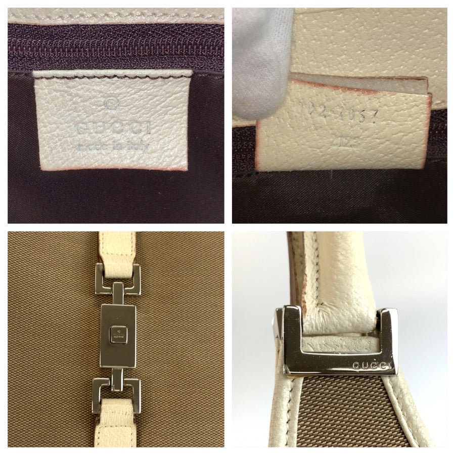 26198
GUCCI グッチ ジャッキー ベージュ アイボリー キャンバス / レザー 002 1067 ハンドバッグ トートバッグ レディース ABP45