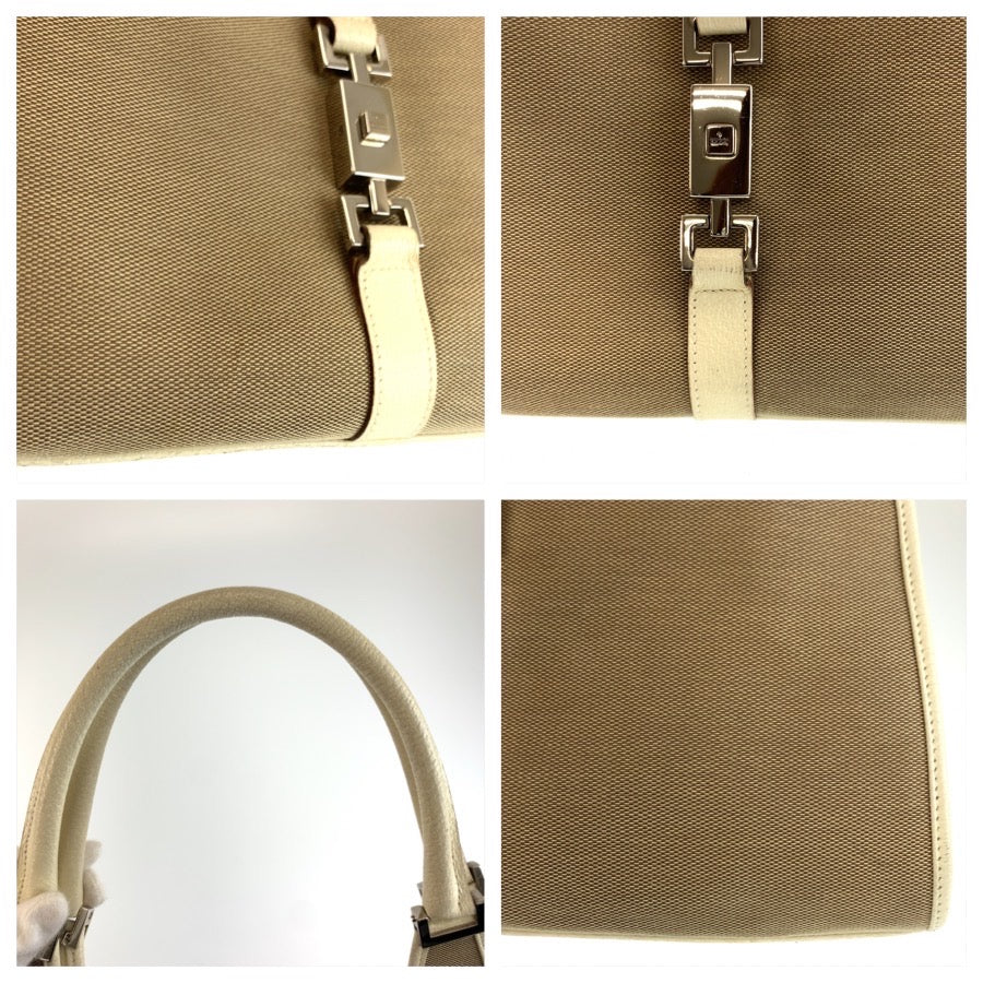 26198
GUCCI グッチ ジャッキー ベージュ アイボリー キャンバス / レザー 002 1067 ハンドバッグ トートバッグ レディース ABP45