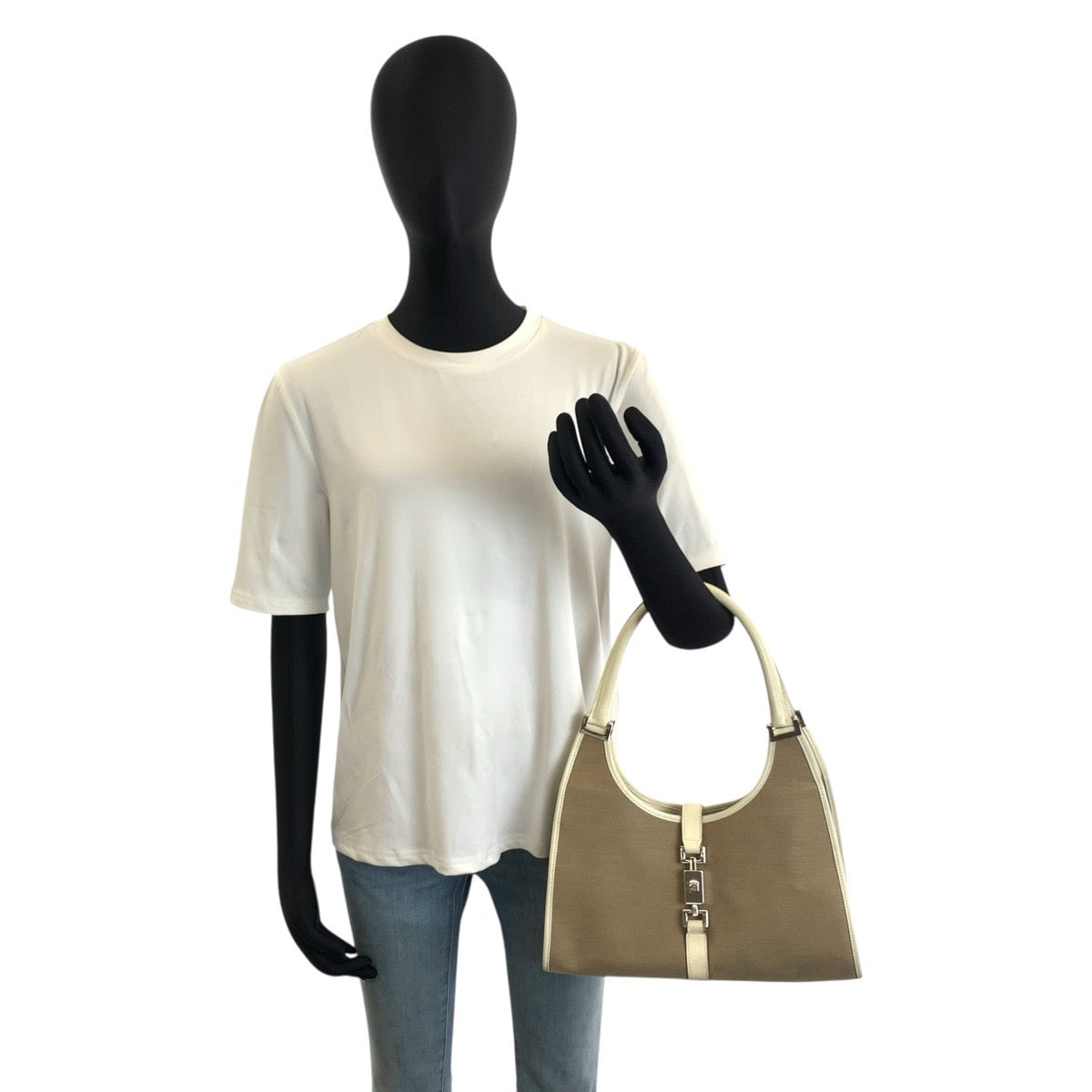 26198
GUCCI グッチ ジャッキー ベージュ アイボリー キャンバス / レザー 002 1067 ハンドバッグ トートバッグ レディース ABP45