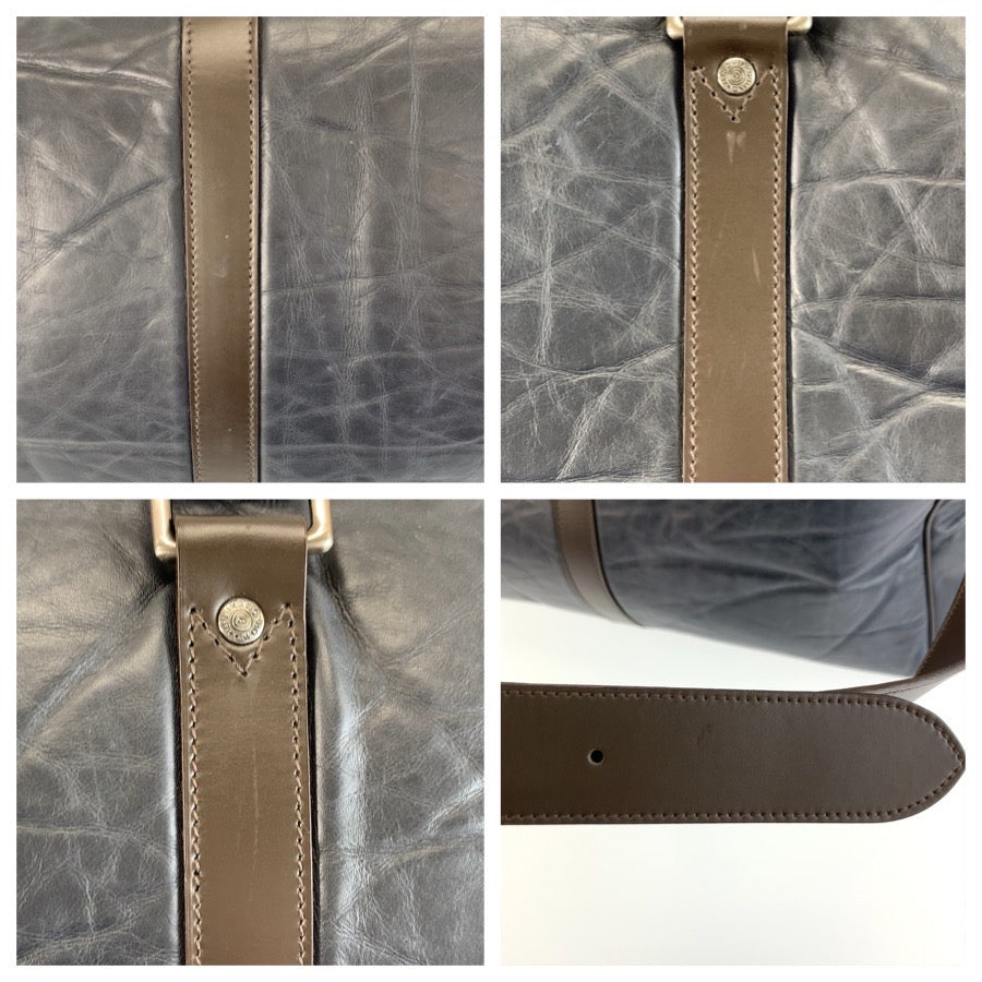 26201
HUNTING WORLD ハンティングワールド ネイビー ブラウン シルバー金具 / バチューレザー ボストンバッグ ショルダーバッグ 2way メンズ ABP44