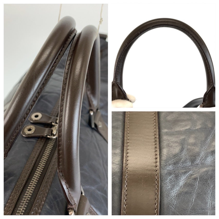 26201
HUNTING WORLD ハンティングワールド ネイビー ブラウン シルバー金具 / バチューレザー ボストンバッグ ショルダーバッグ 2way メンズ ABP44