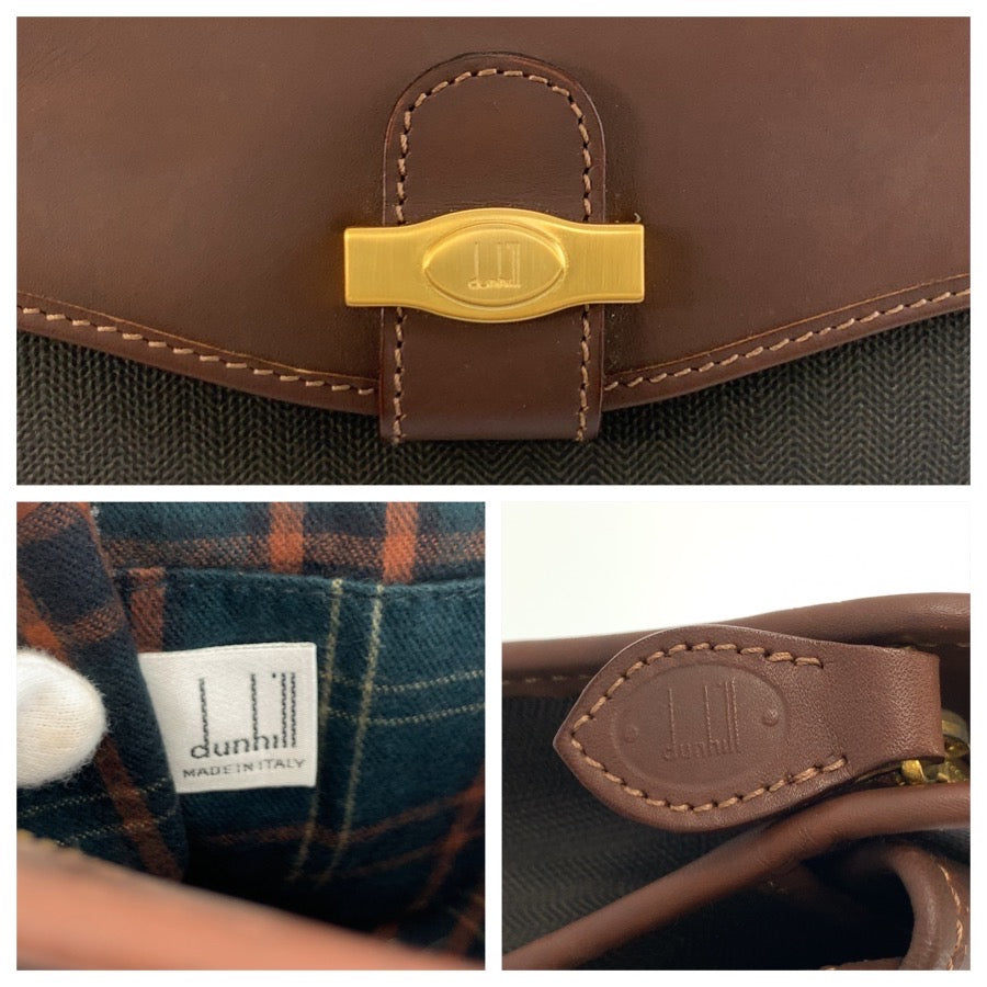 26202
Dunhill ダンヒル ブラウン ブラック ゴールド金具 PVC / レザー クラッチバッグ セカンドバッグ メンズ A14
