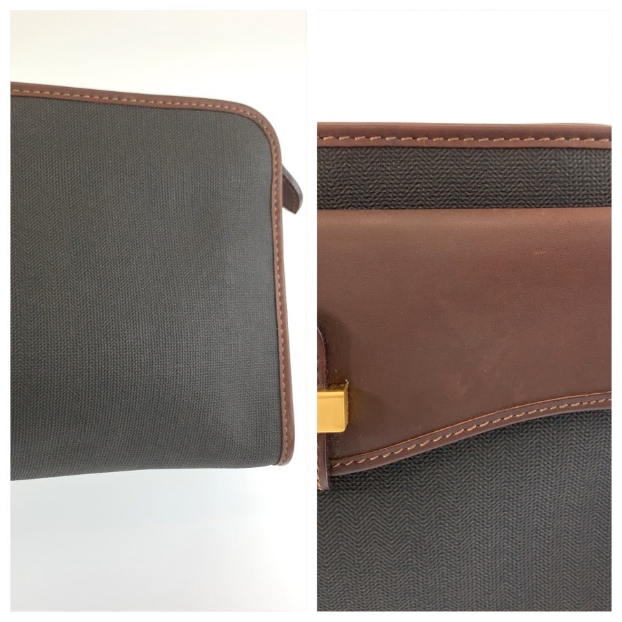 26202
Dunhill ダンヒル ブラウン ブラック ゴールド金具 PVC / レザー クラッチバッグ セカンドバッグ メンズ A14