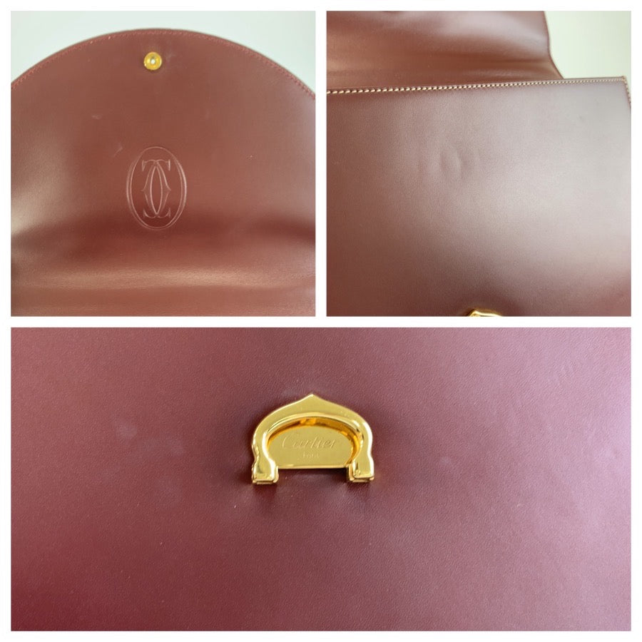 26207
CARTIER カルティエ ヴィンテージ マストライン ボルドー ゴールド金具 レザー ハンドバッグ レディース A44