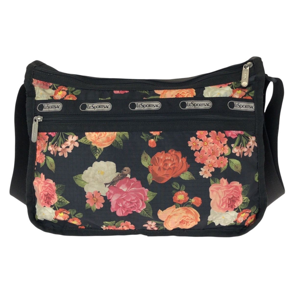 26215
LeSportsac レスポートサック Royal Rose DELUXE EVERYDAY BAG ブラック マルチカラー シルバー金具 ナイロン ショルダーバッグ レディース ABP3