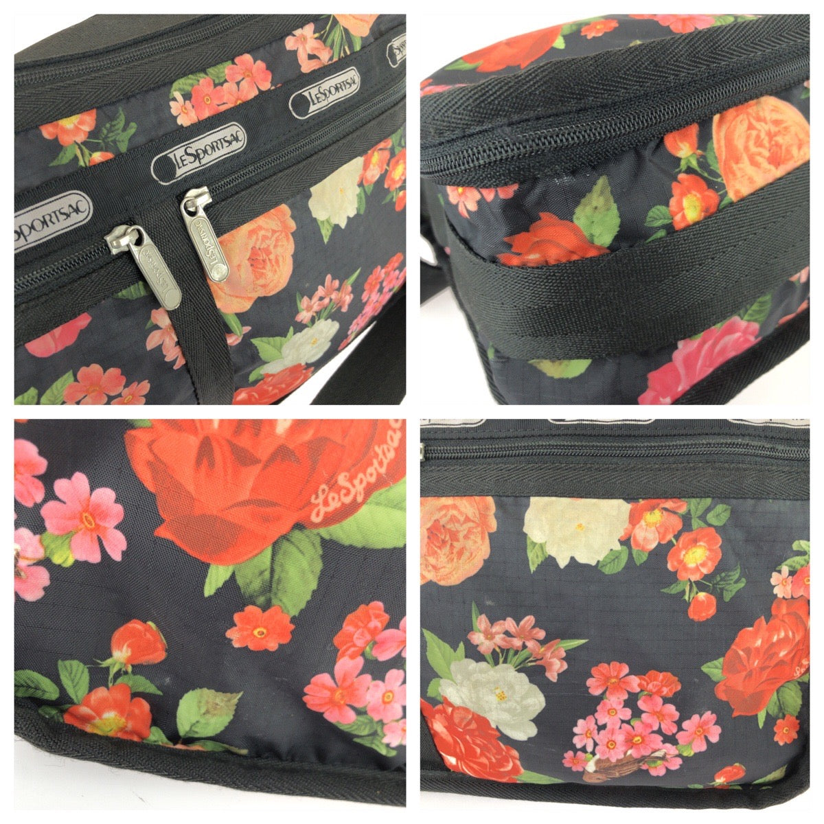 26215
LeSportsac レスポートサック Royal Rose DELUXE EVERYDAY BAG ブラック マルチカラー シルバー金具 ナイロン ショルダーバッグ レディース ABP3