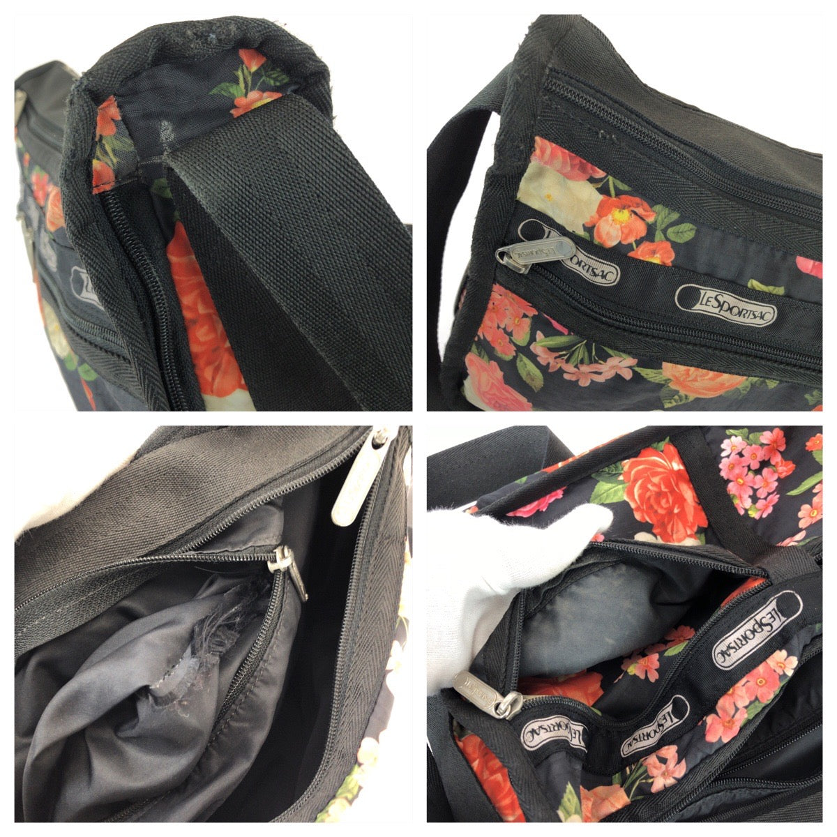 26215
LeSportsac レスポートサック Royal Rose DELUXE EVERYDAY BAG ブラック マルチカラー シルバー金具 ナイロン ショルダーバッグ レディース ABP3