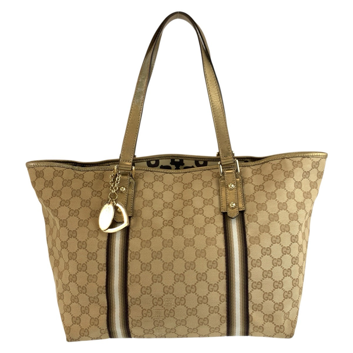 26217
GUCCI グッチ シェリーライン ハートチャーム付き ベージュ ゴールド金具 GGキャンバス 139260 トートバッグ ショルダーバッグ レディース AB35