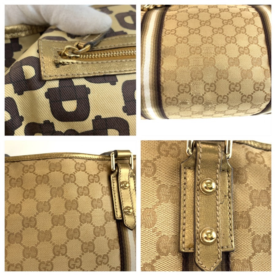 26217
GUCCI グッチ シェリーライン ハートチャーム付き ベージュ ゴールド金具 GGキャンバス 139260 トートバッグ ショルダーバッグ レディース AB35