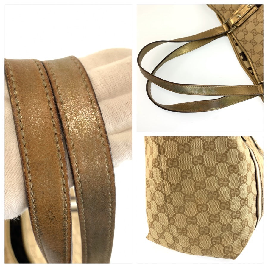 26217
GUCCI グッチ シェリーライン ハートチャーム付き ベージュ ゴールド金具 GGキャンバス 139260 トートバッグ ショルダーバッグ レディース AB35