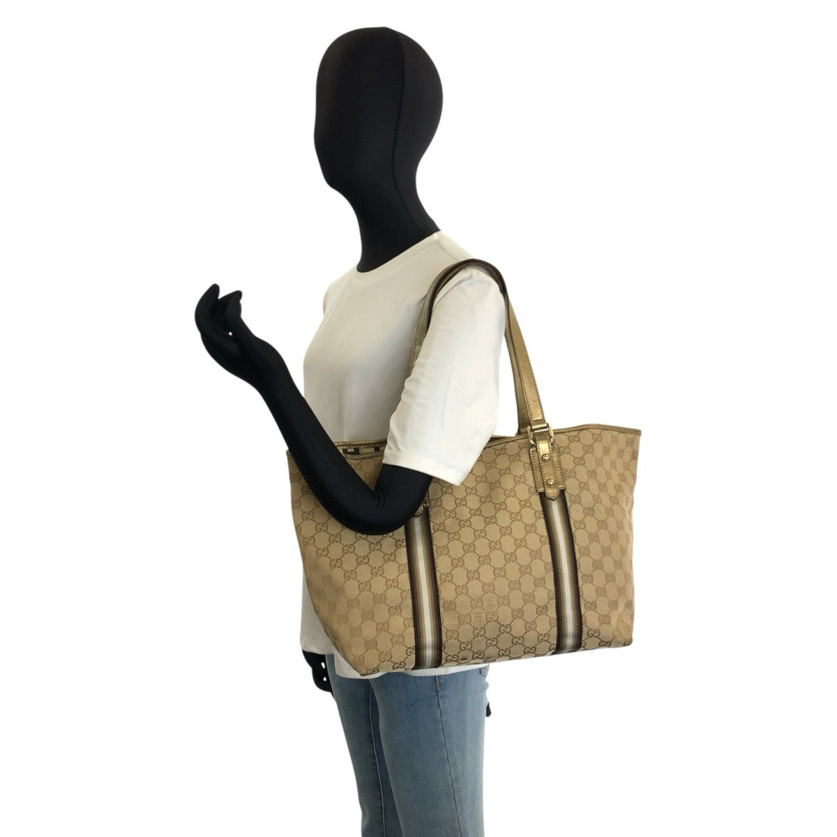 26217
GUCCI グッチ シェリーライン ハートチャーム付き ベージュ ゴールド金具 GGキャンバス 139260 トートバッグ ショルダーバッグ レディース AB35