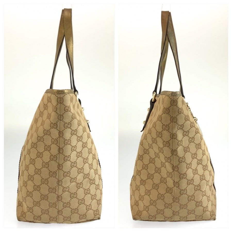 26217
GUCCI グッチ シェリーライン ハートチャーム付き ベージュ ゴールド金具 GGキャンバス 139260 トートバッグ ショルダーバッグ レディース AB35