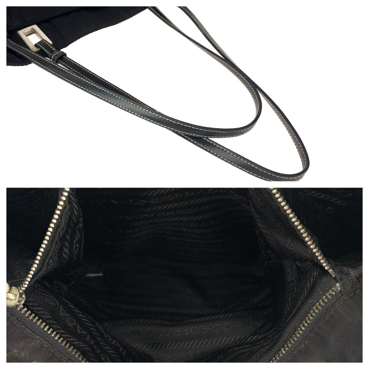 26219
PRADA プラダ テスート 三角ロゴプレート ブラック 黒 シルバー金具 ナイロン / レザー トートバッグ ショルダーバッグ レディース ABP35
