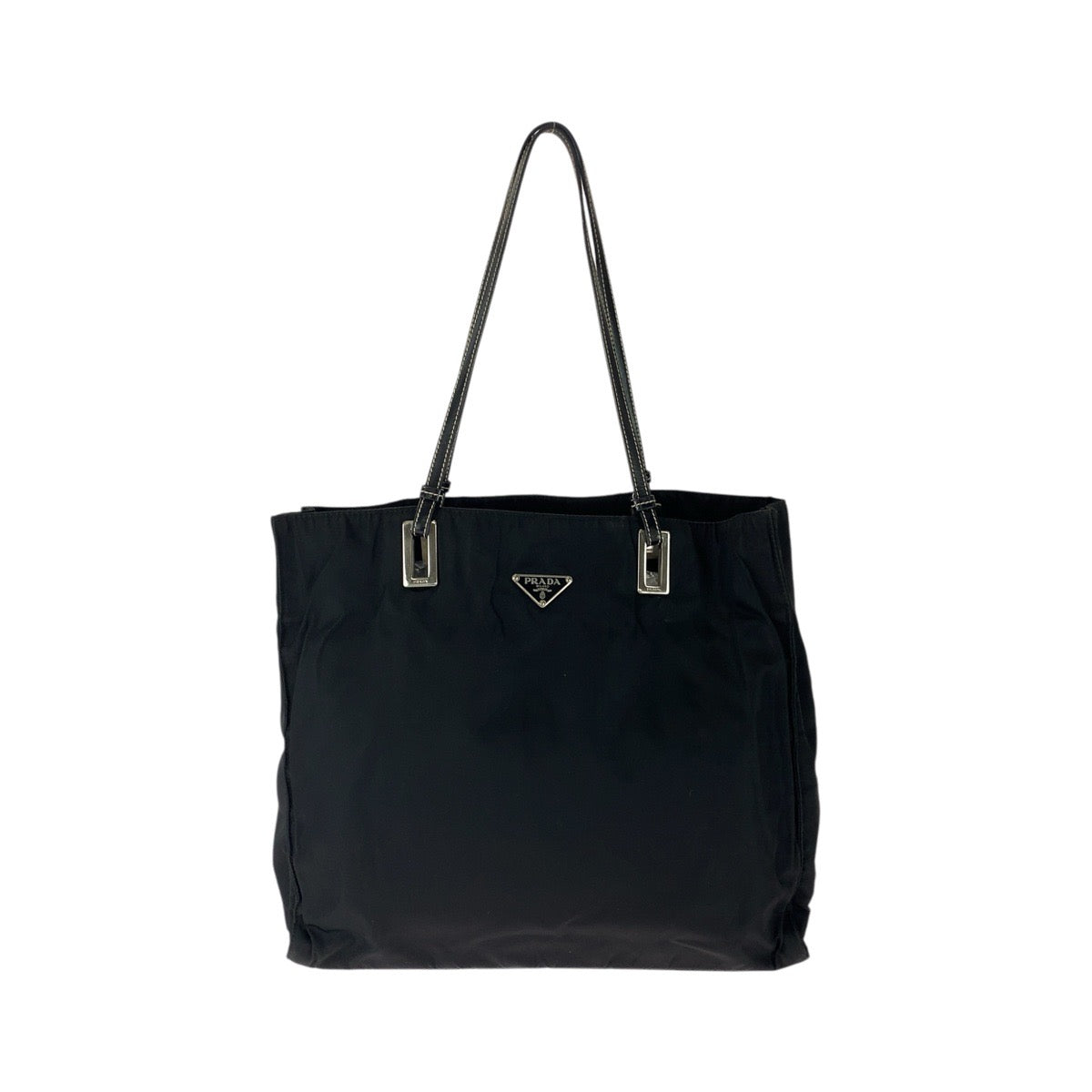 26219
PRADA プラダ テスート 三角ロゴプレート ブラック 黒 シルバー金具 ナイロン / レザー トートバッグ ショルダーバッグ レディース ABP35