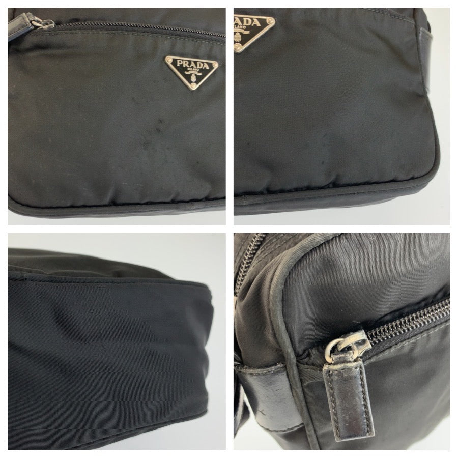 26222
PRADA プラダ テスート 三角ロゴプレート ブラック 黒 シルバー金具 ナイロン ショルダーバッグ カメラバッグ ポシェット メンズ ABP37