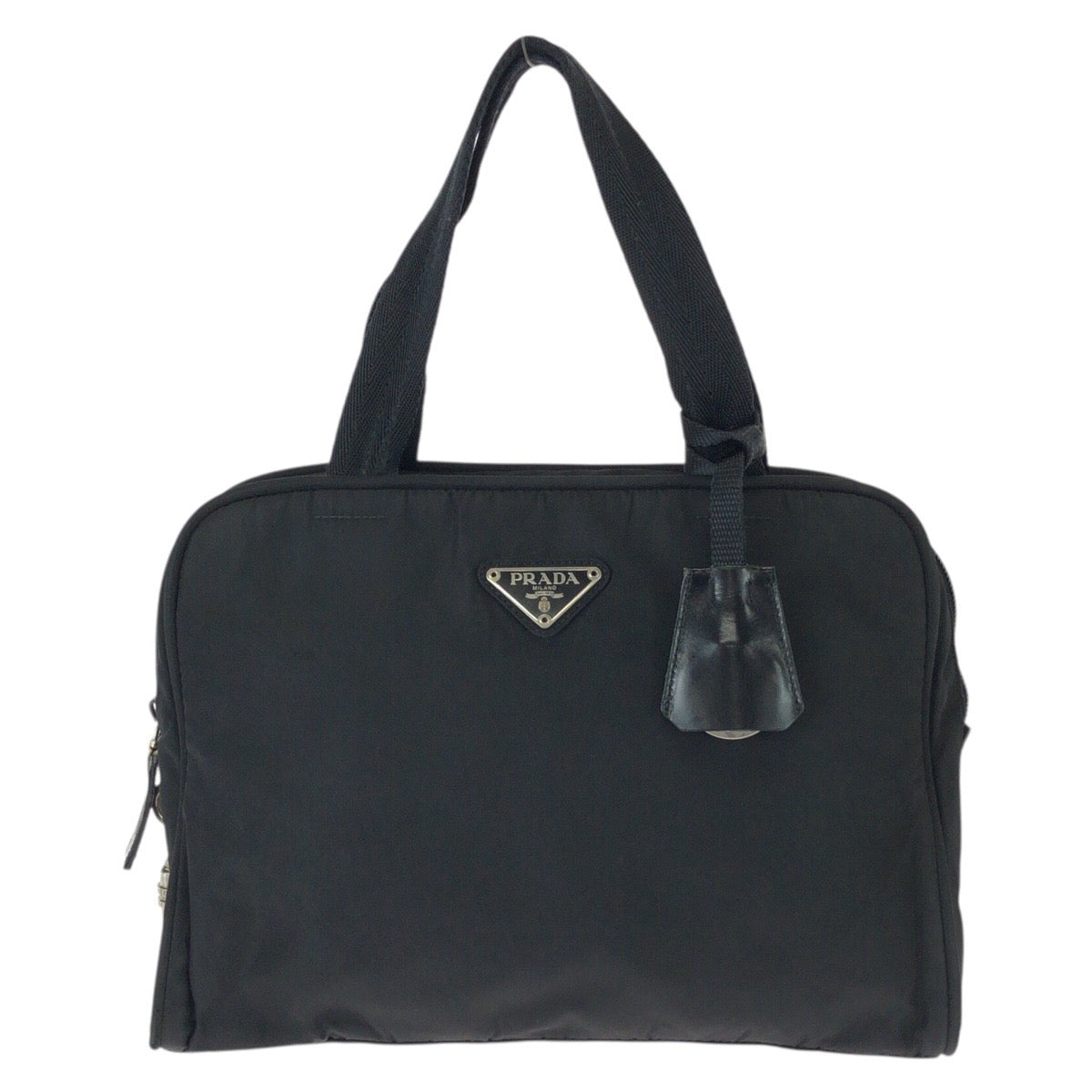 26223
PRADA プラダ テスート 三角ロゴプレート ブラック 黒 シルバー金具 ナイロン ハンドバッグ レディース B21