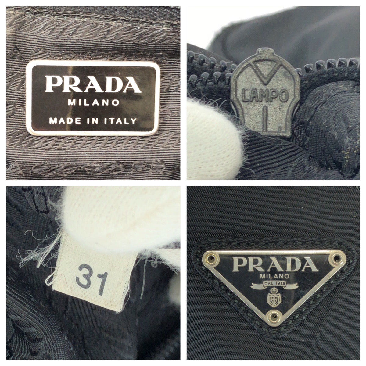 26223
PRADA プラダ テスート 三角ロゴプレート ブラック 黒 シルバー金具 ナイロン ハンドバッグ レディース B21