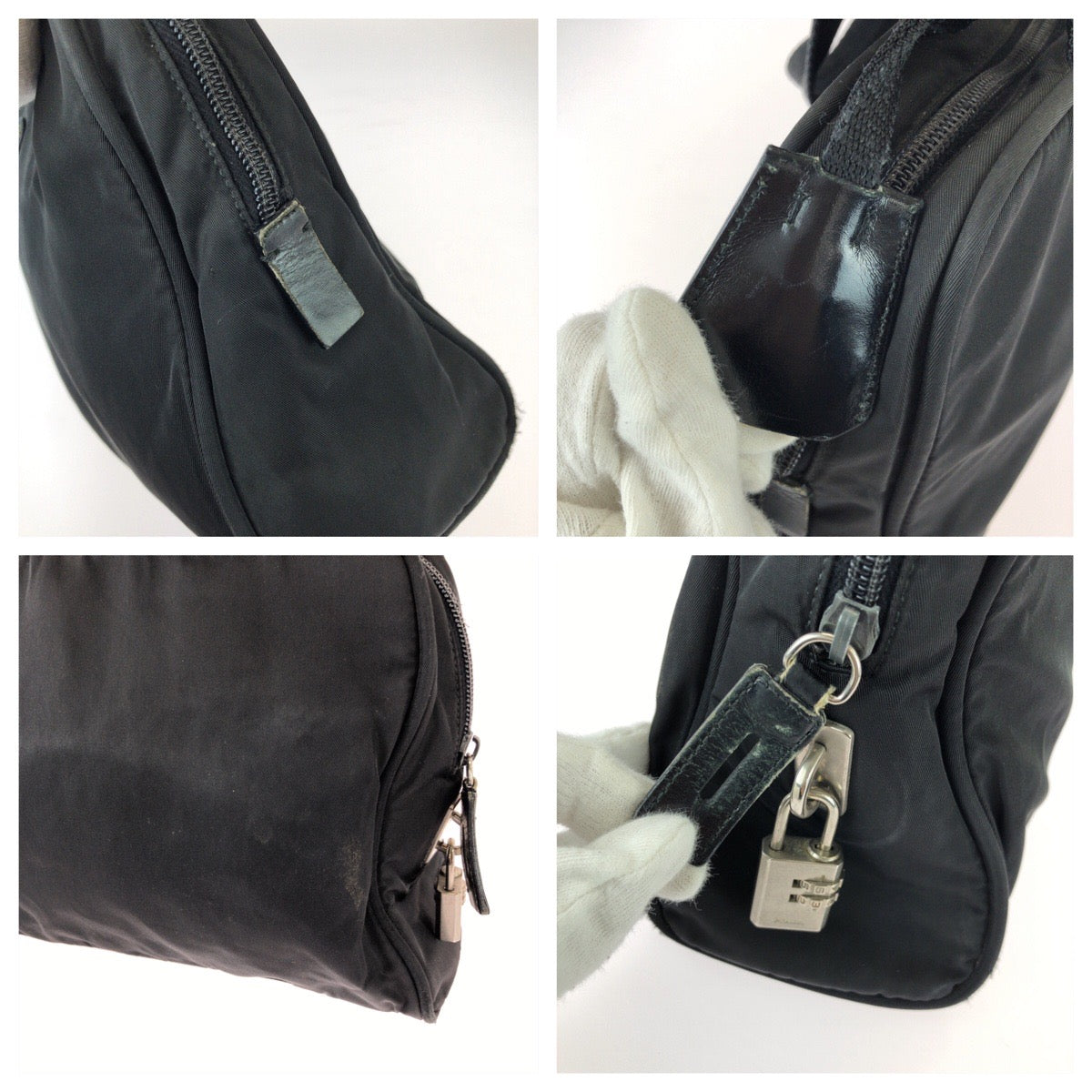 26223
PRADA プラダ テスート 三角ロゴプレート ブラック 黒 シルバー金具 ナイロン ハンドバッグ レディース B21